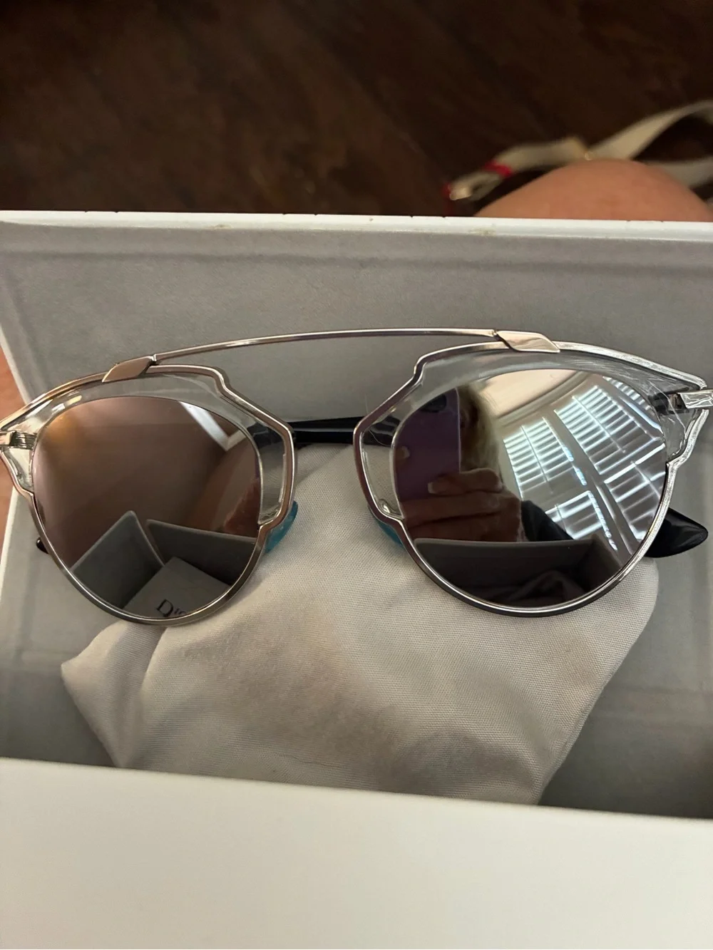 DIOR So Real Sunglasses Silver Frame w/ Gray Lenses Luxury Designer Eyewear